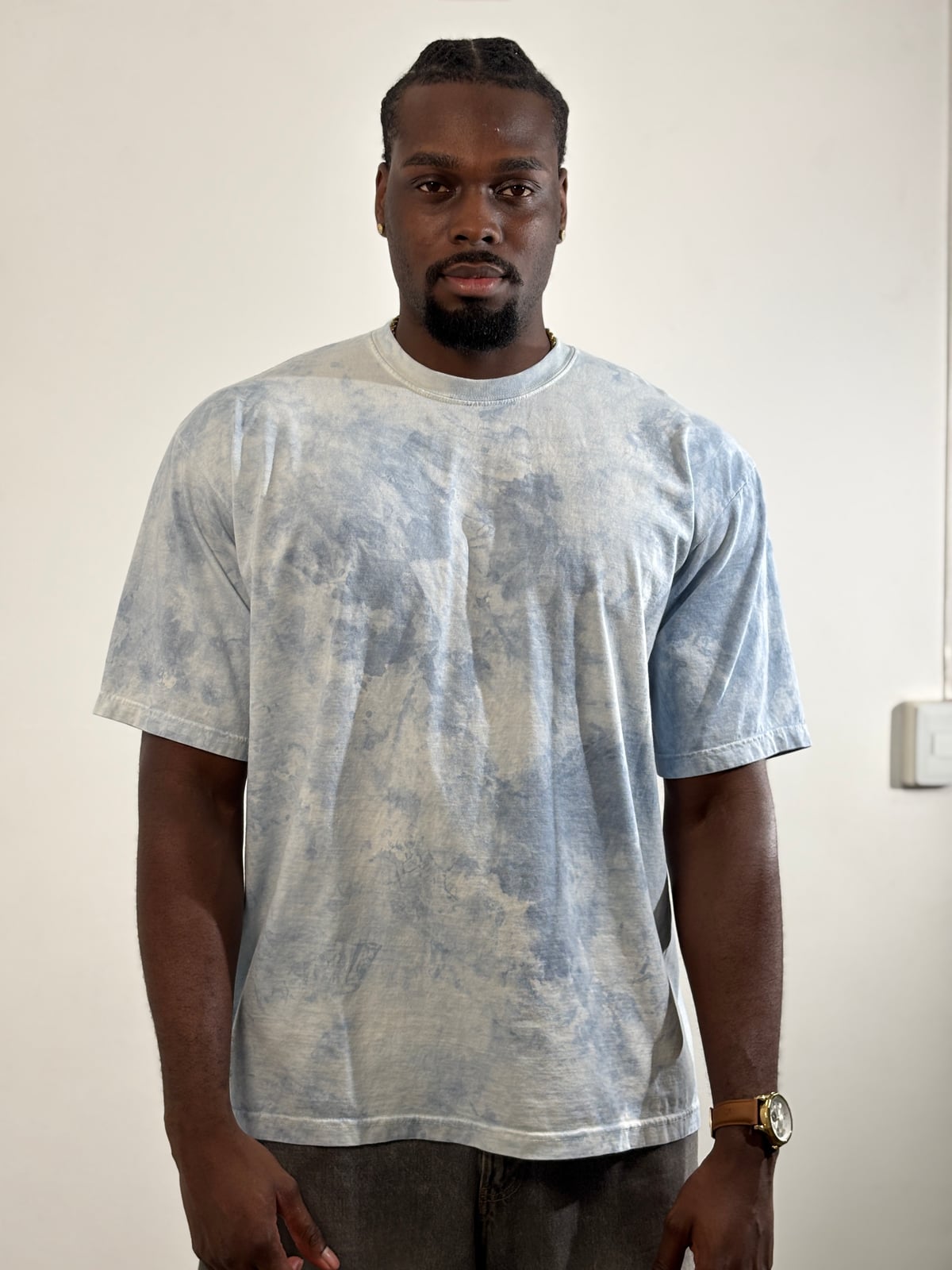 Camiseta Oversize Acid Wash blank, color azul - Tu Prenda