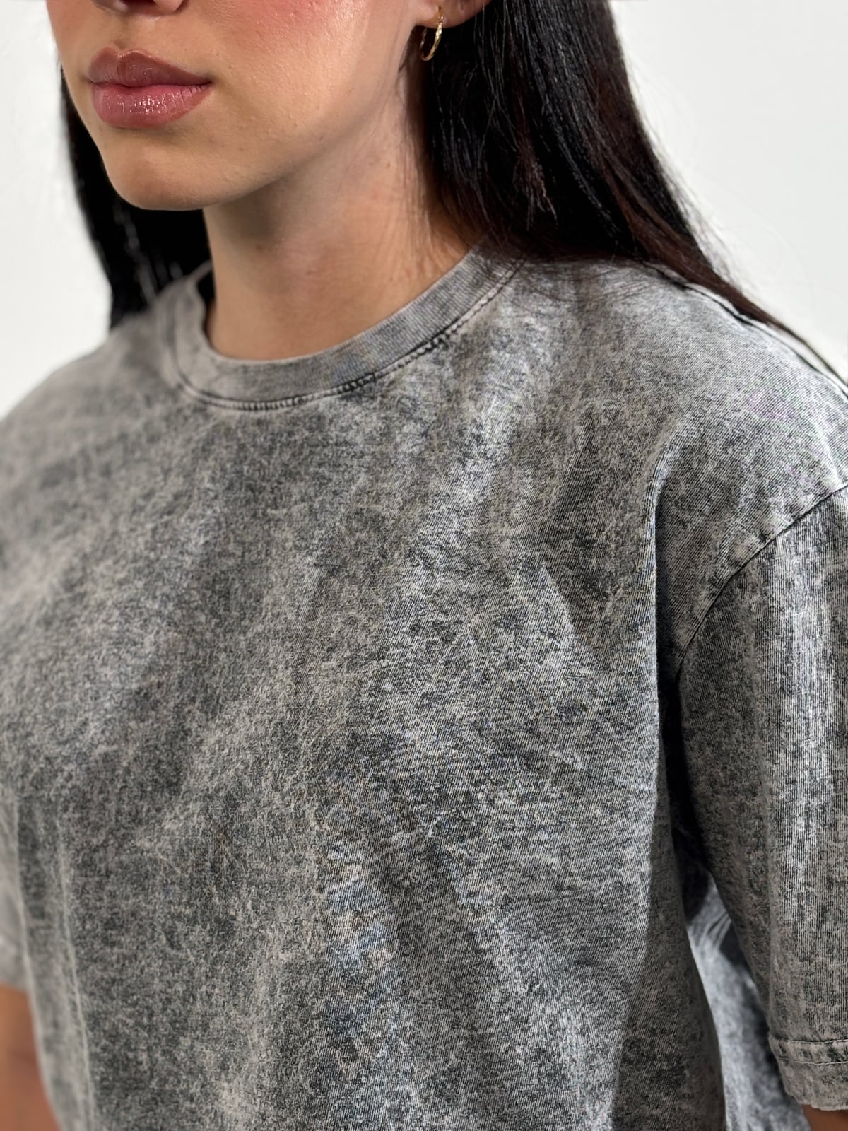 Crop Top Dama Acid Wash blank, color gris - Tu Prenda