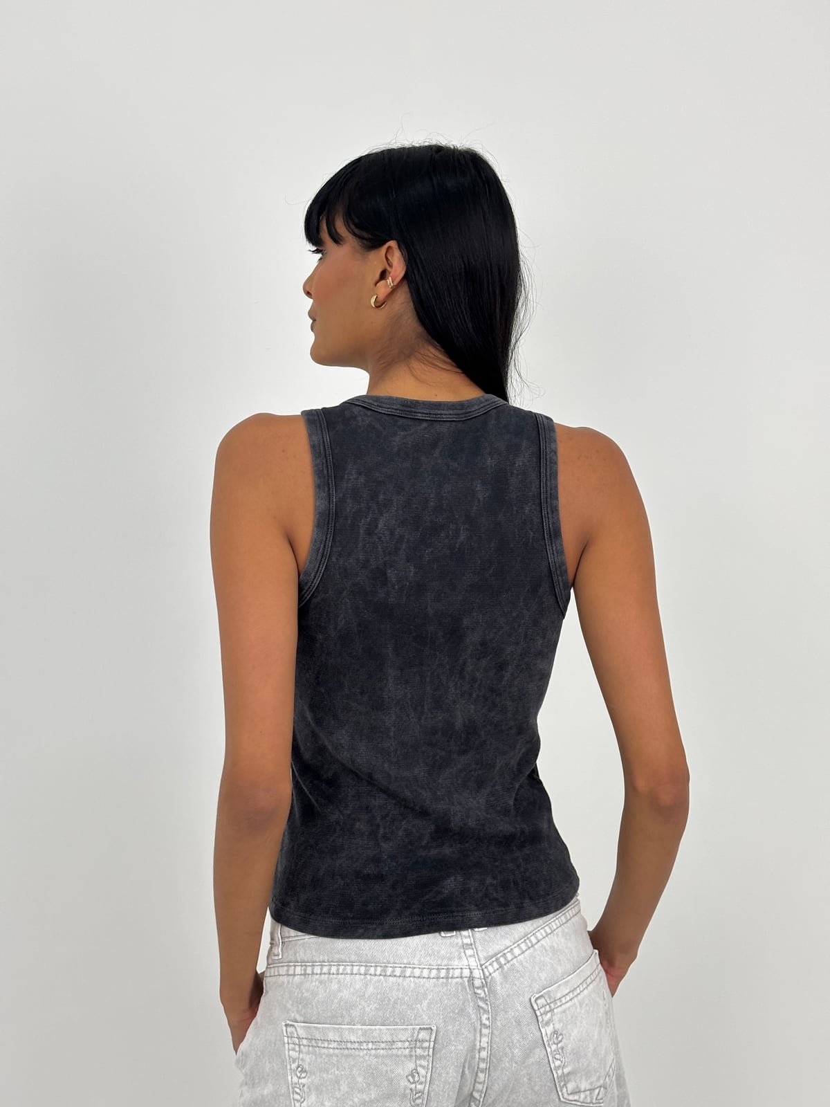 Blusa Dama Acid Wash blank, color negro - Tu Prenda