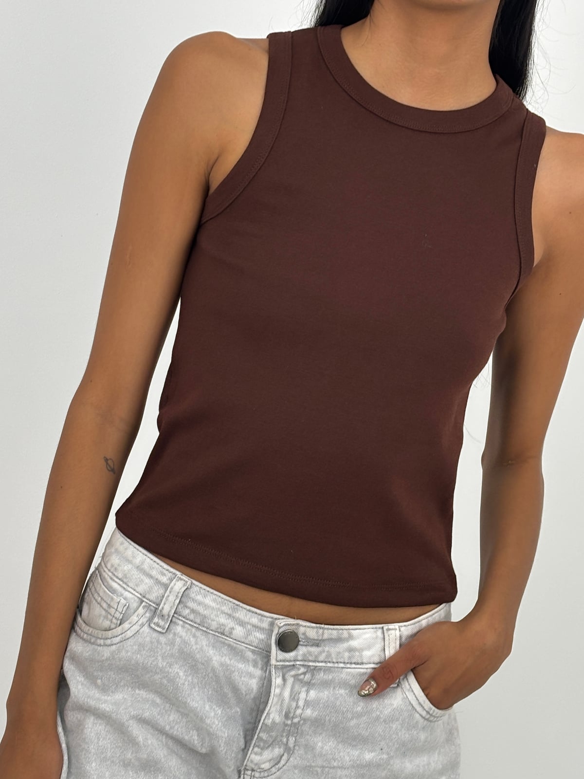 Blusa Dama Algodón blank, color café - Tu Prenda