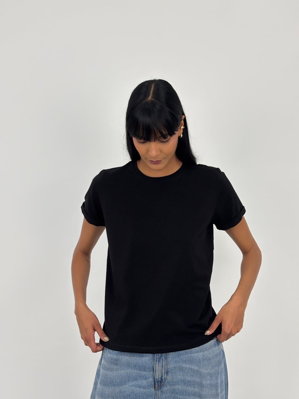 Camiseta Tela Fría Dama blank, color negro - Tu Prenda