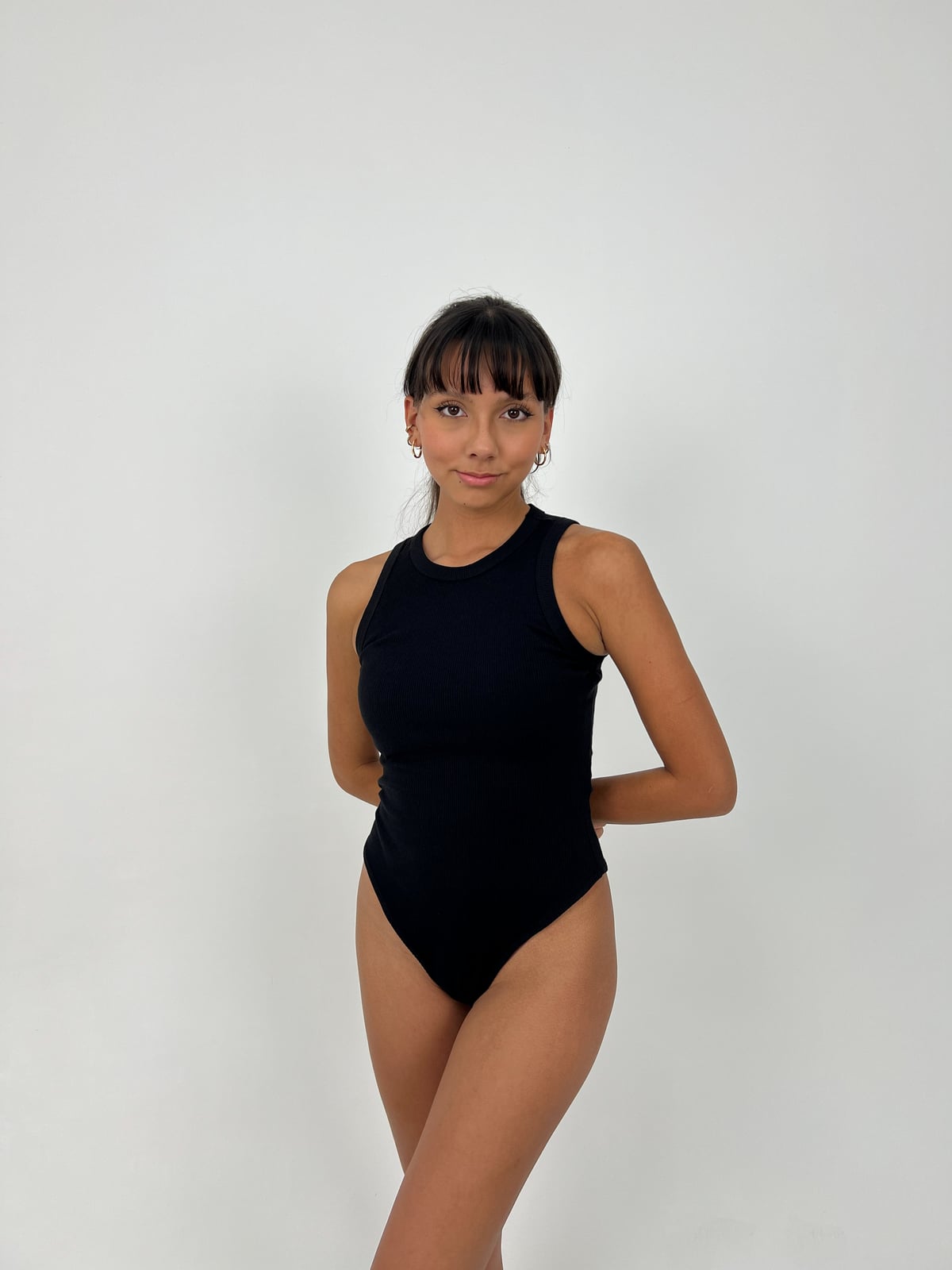 Body Dama Rib blank, color negro sesgo negro - Tu Prenda