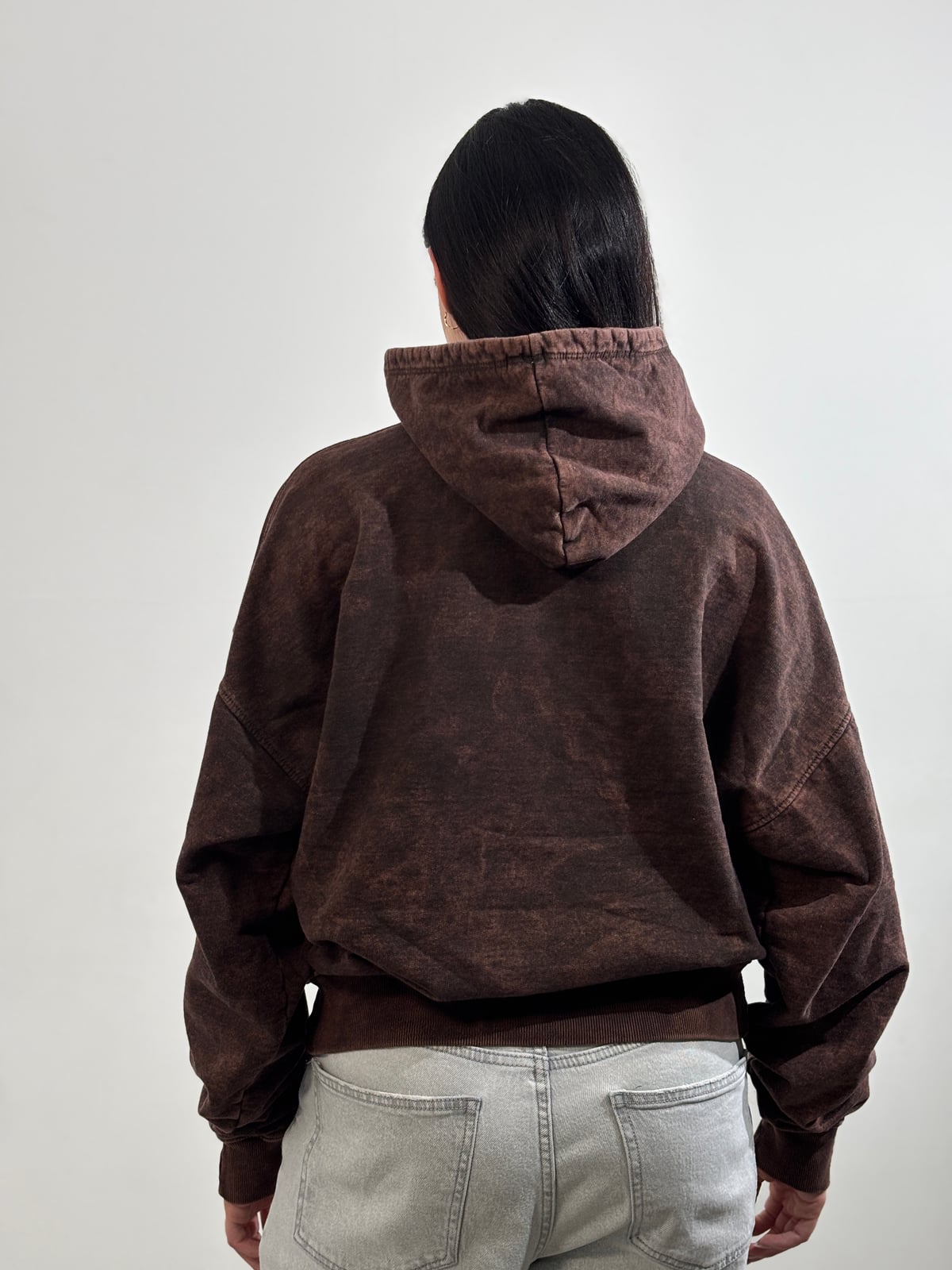 Buzo Acid Wash Oversize blank, color café - Tu Prenda