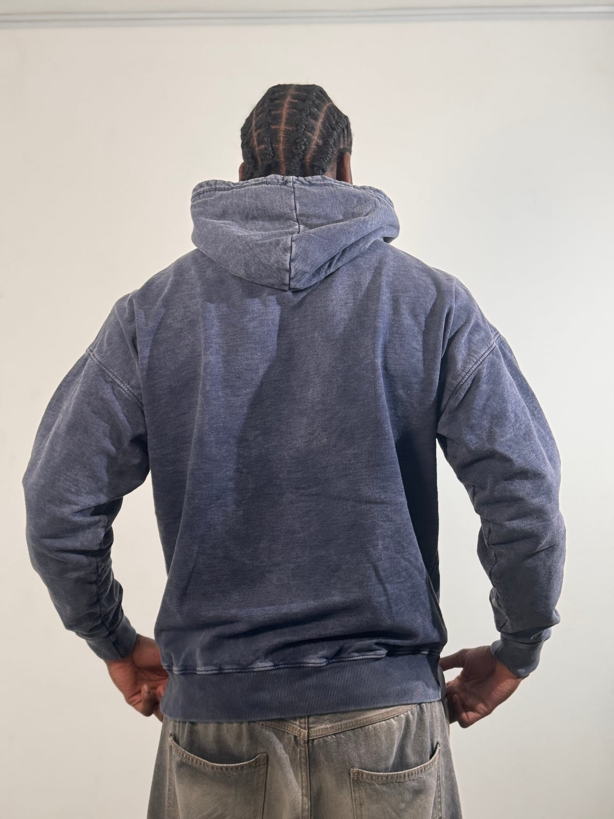 Buzo Acid Wash Oversize blank, color navy - Tu Prenda