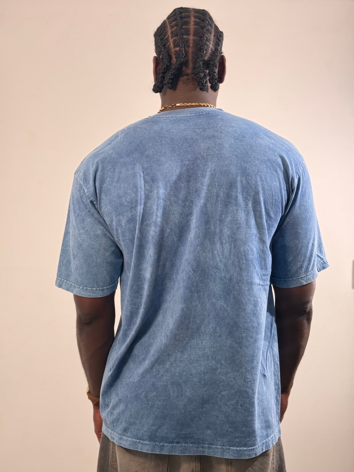 Camiseta Oversize Acid Wash blank, color azul - Tu Prenda