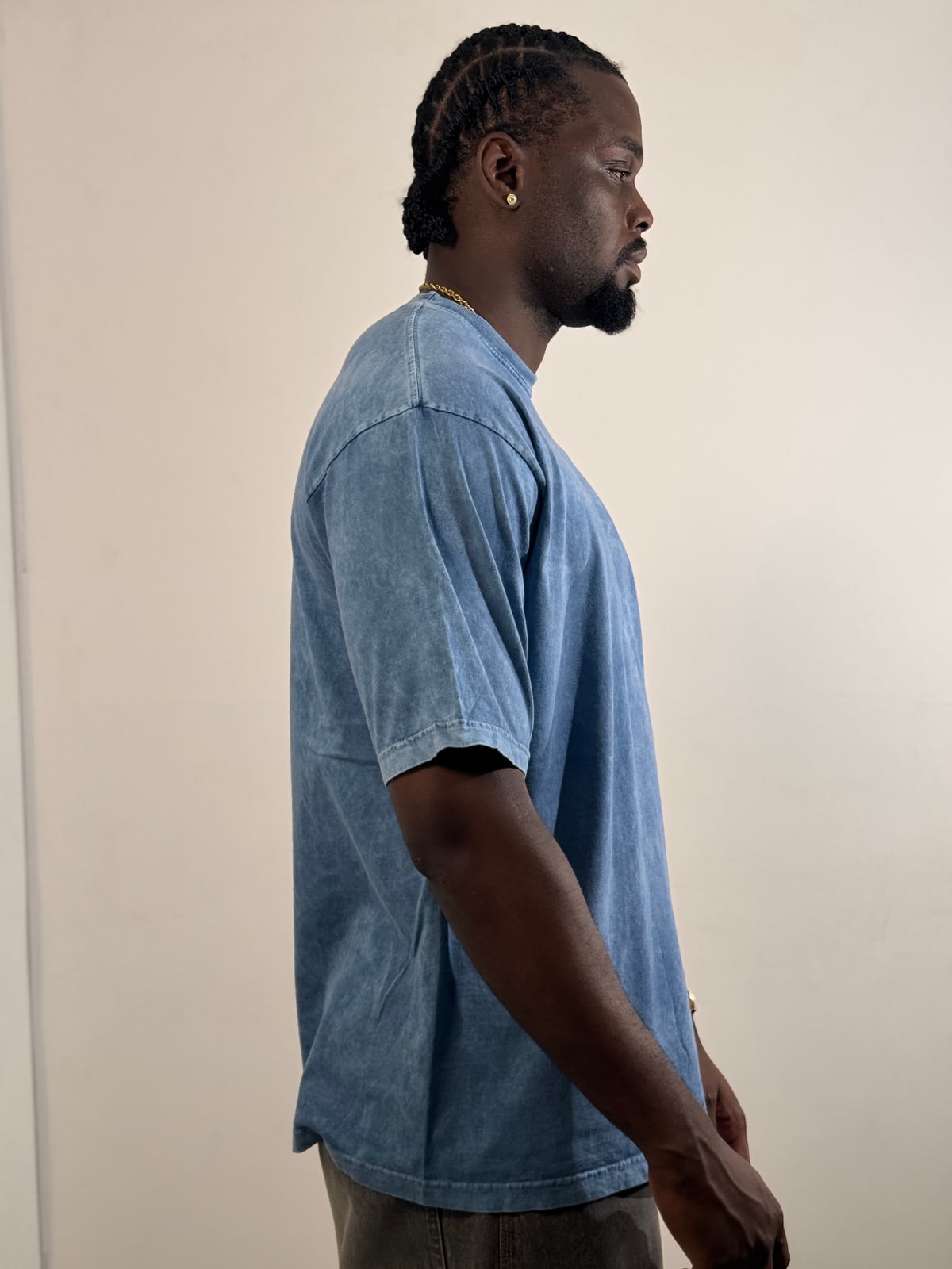 Camiseta Oversize Acid Wash blank, color azul - Tu Prenda