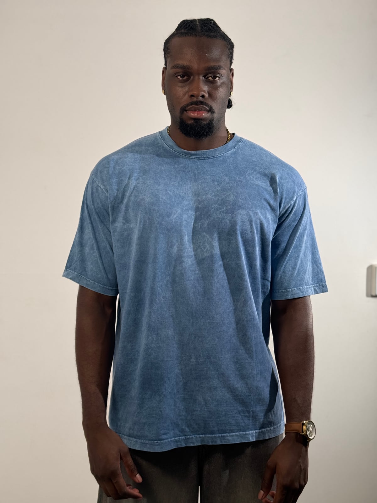 Camiseta Oversize Acid Wash blank, color azul - Tu Prenda