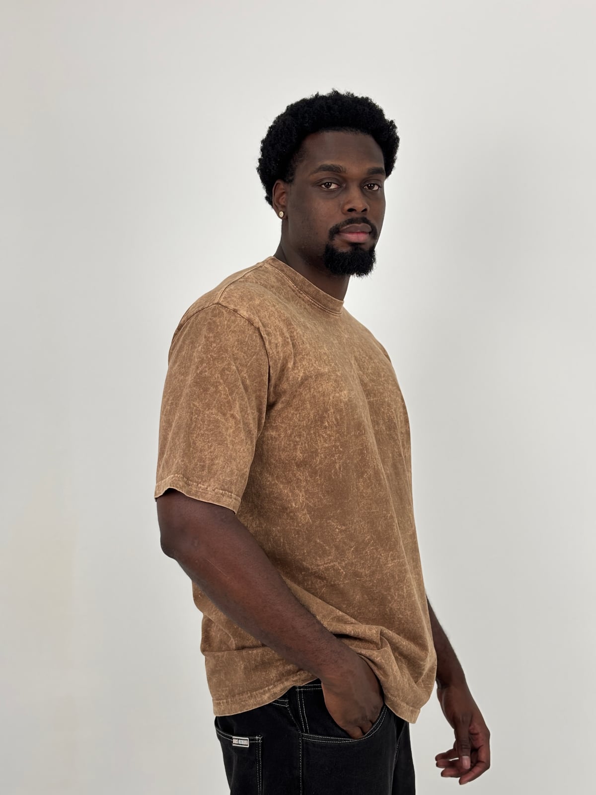 Camiseta Oversize Acid Wash blank, color beige pardo - Tu Prenda