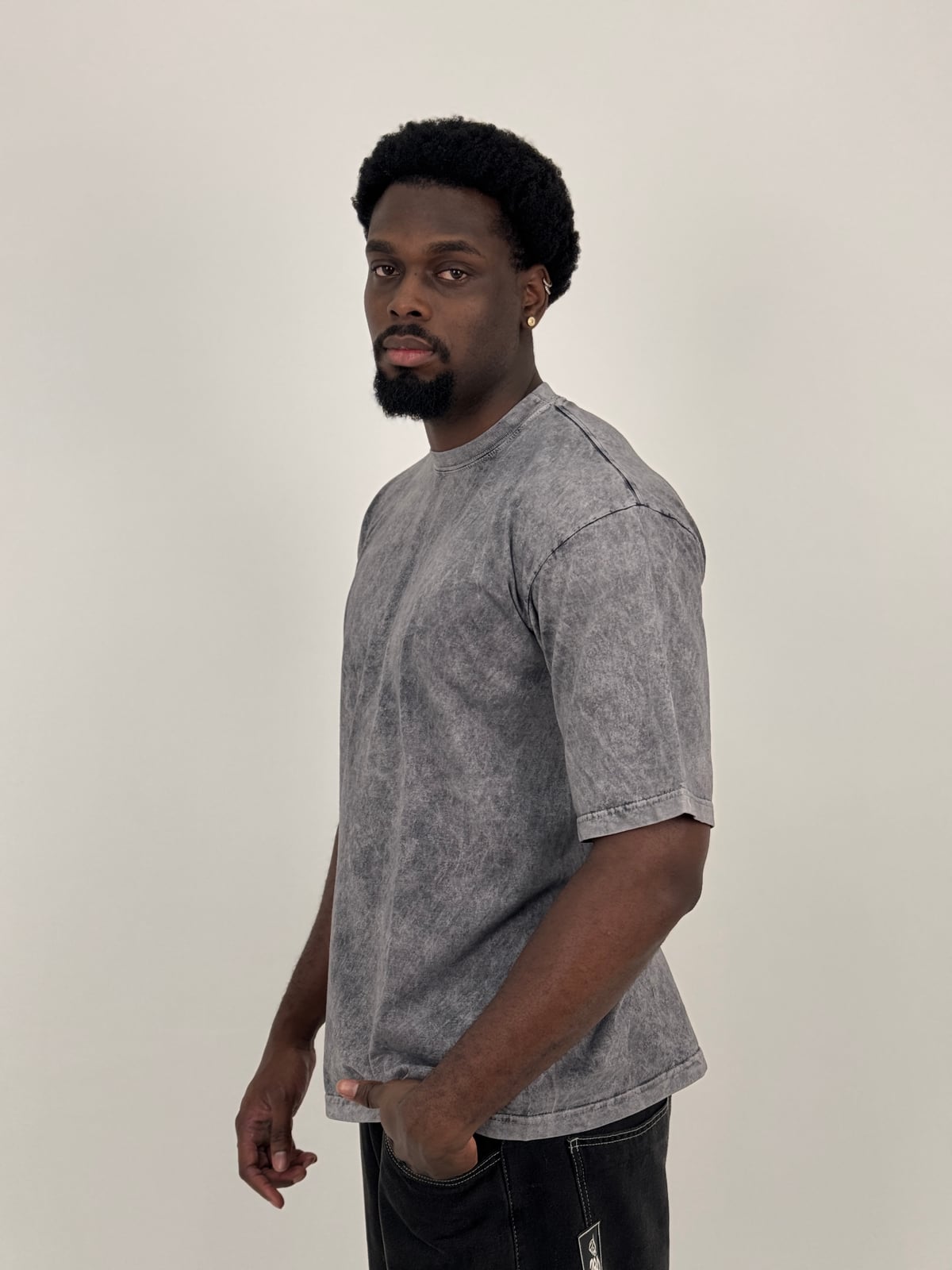 Camiseta Oversize Acid Wash blank, color gris veteado - Tu Prenda