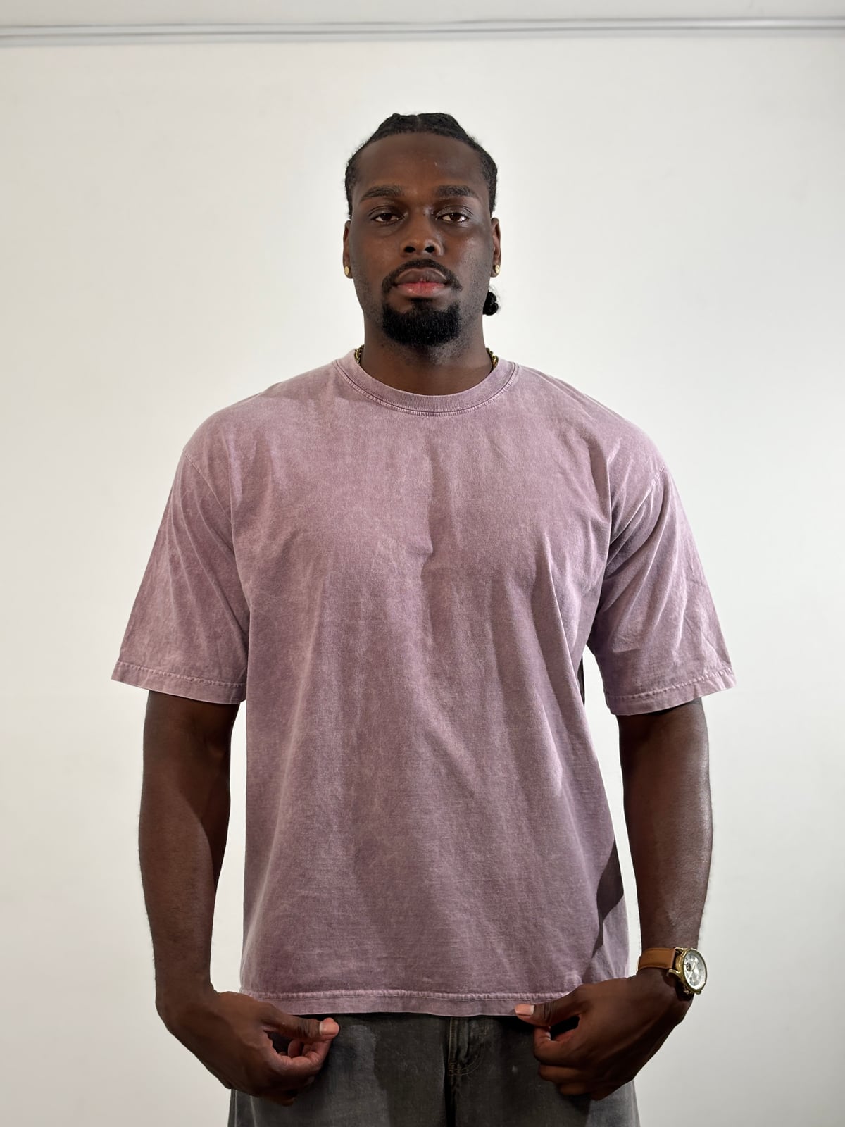 Camiseta Oversize Acid Wash blank, color lila - Tu Prenda
