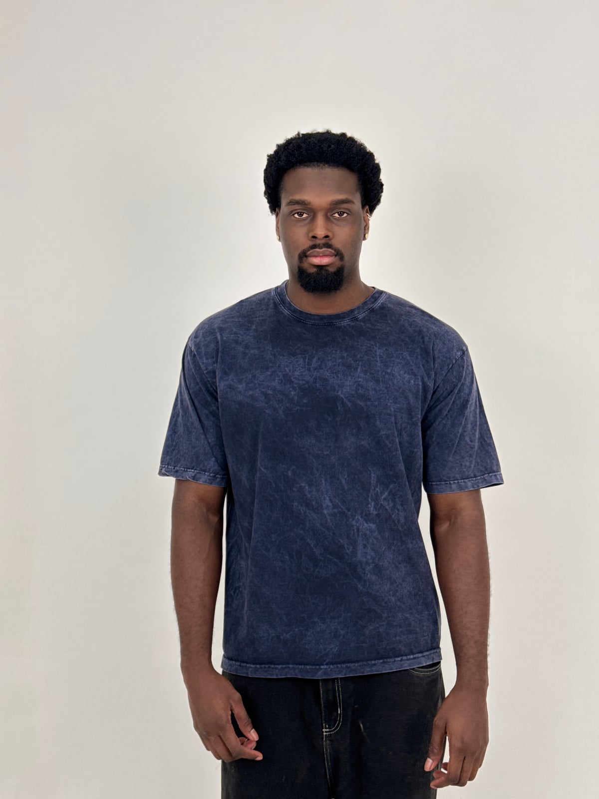 Camiseta Oversize Acid Wash blank, color navy - Tu Prenda