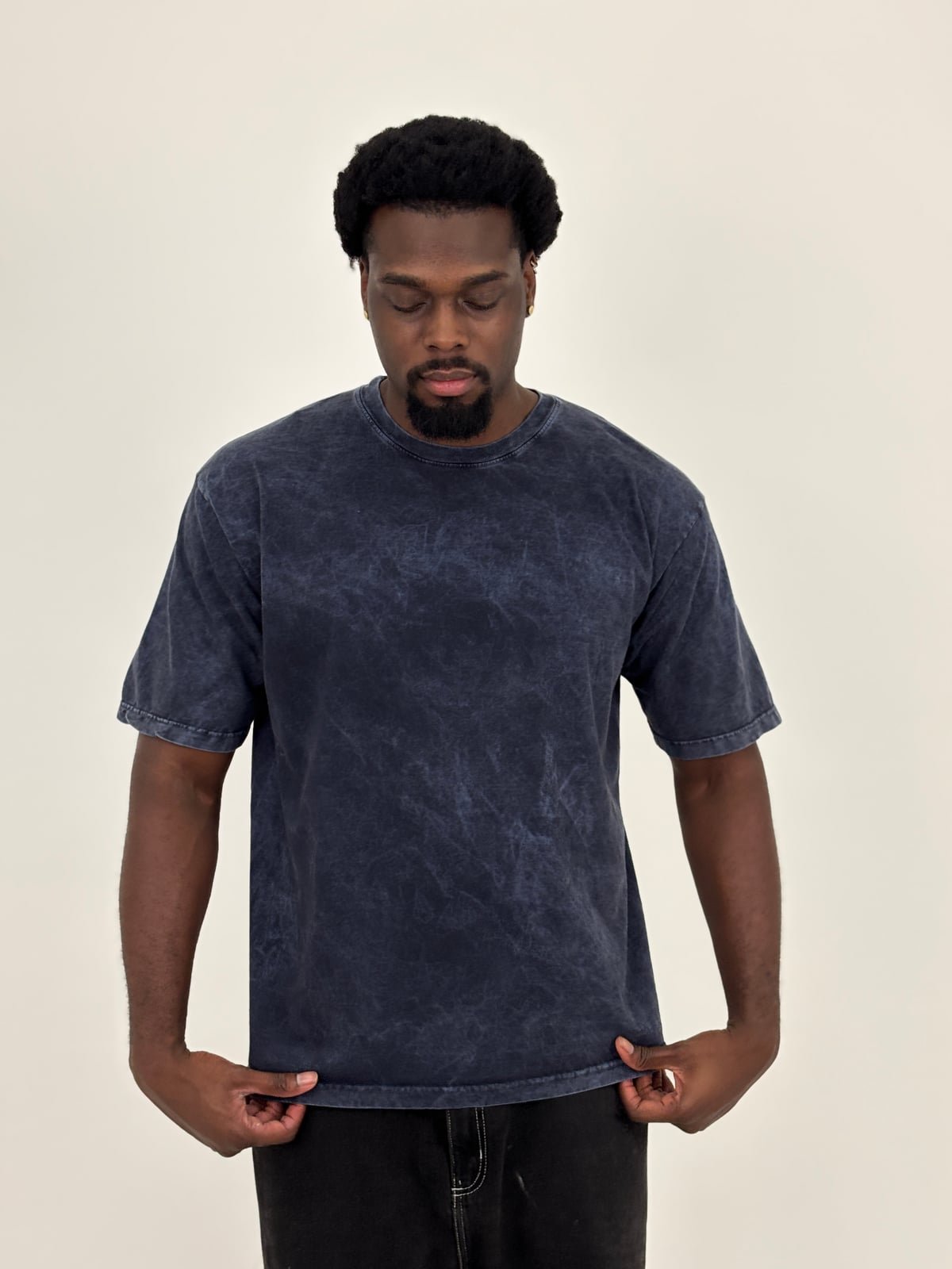 Camiseta Oversize Acid Wash blank, color negro - Tu Prenda