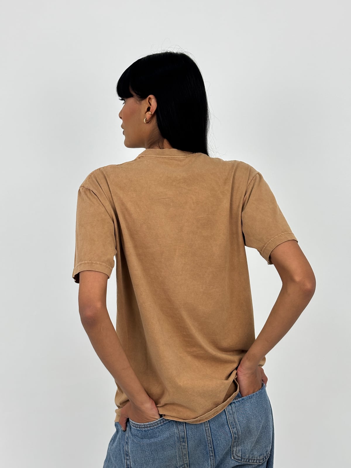 Camiseta Acid Wash Regular Fit blank, color beige - Tu Prenda