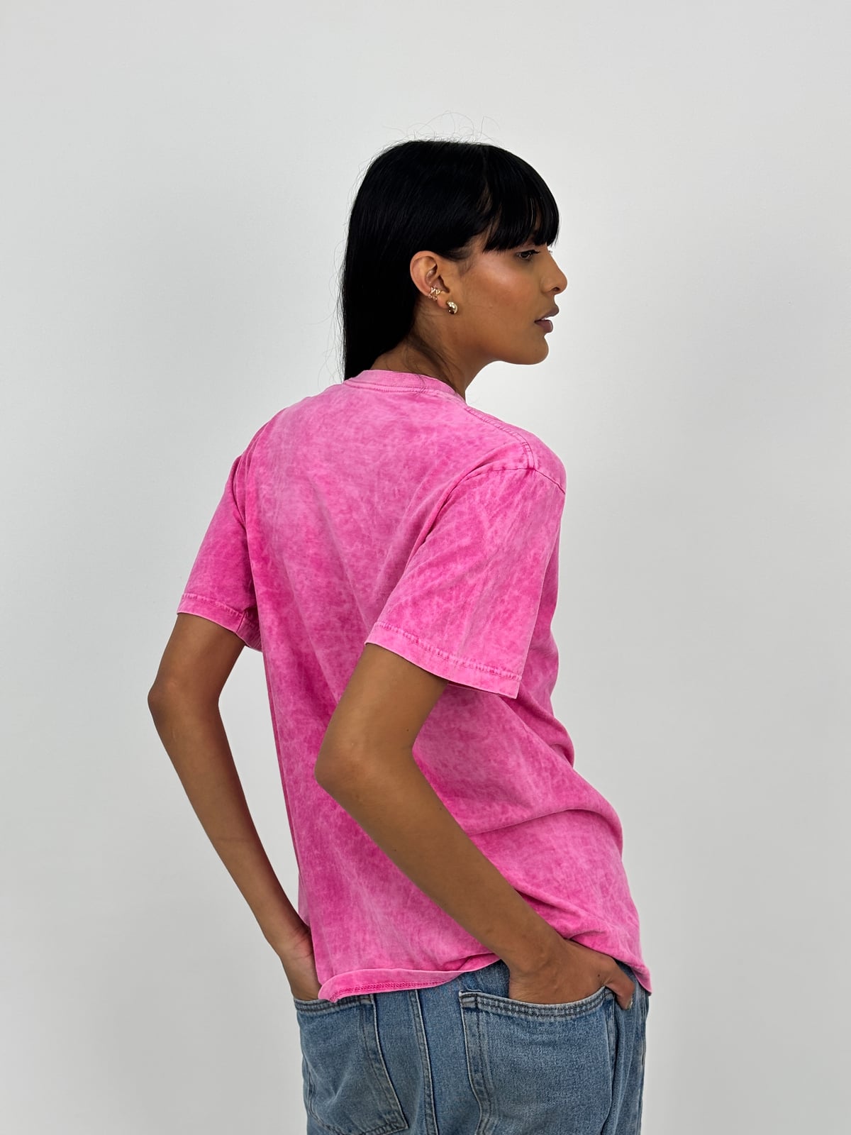 Camiseta Acid Wash Regular Fit blank, color rosado - Tu Prenda