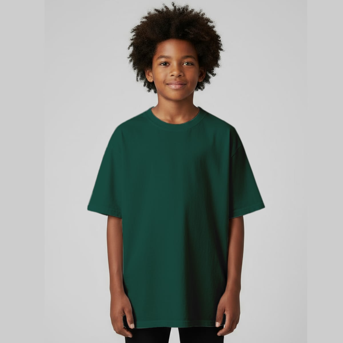 Camiseta Oversize Niño blank, color verde botella - Tu Prenda