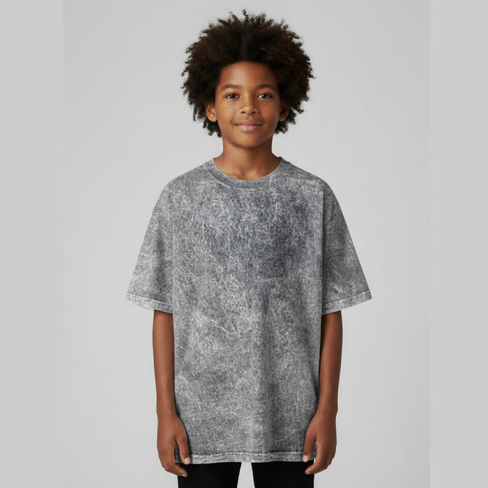 Camiseta Oversize Niño Acid Wash blank, color gris - Tu Prenda