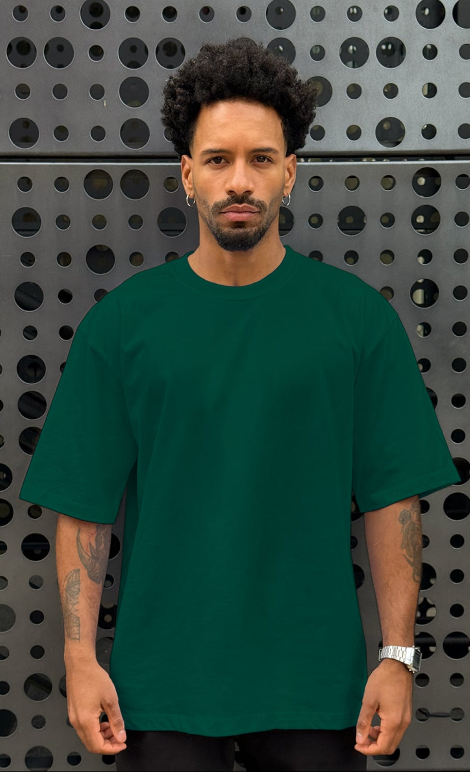 Camiseta Oversize Lisa blank, color verde botella - Tu Prenda