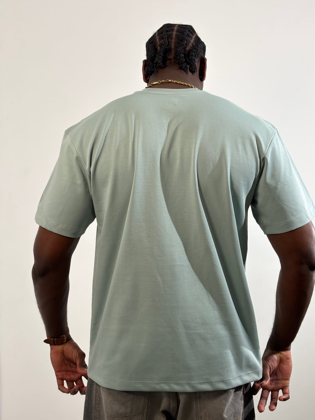 Camiseta Qatar Semioversize blank, color salvia - Tu Prenda