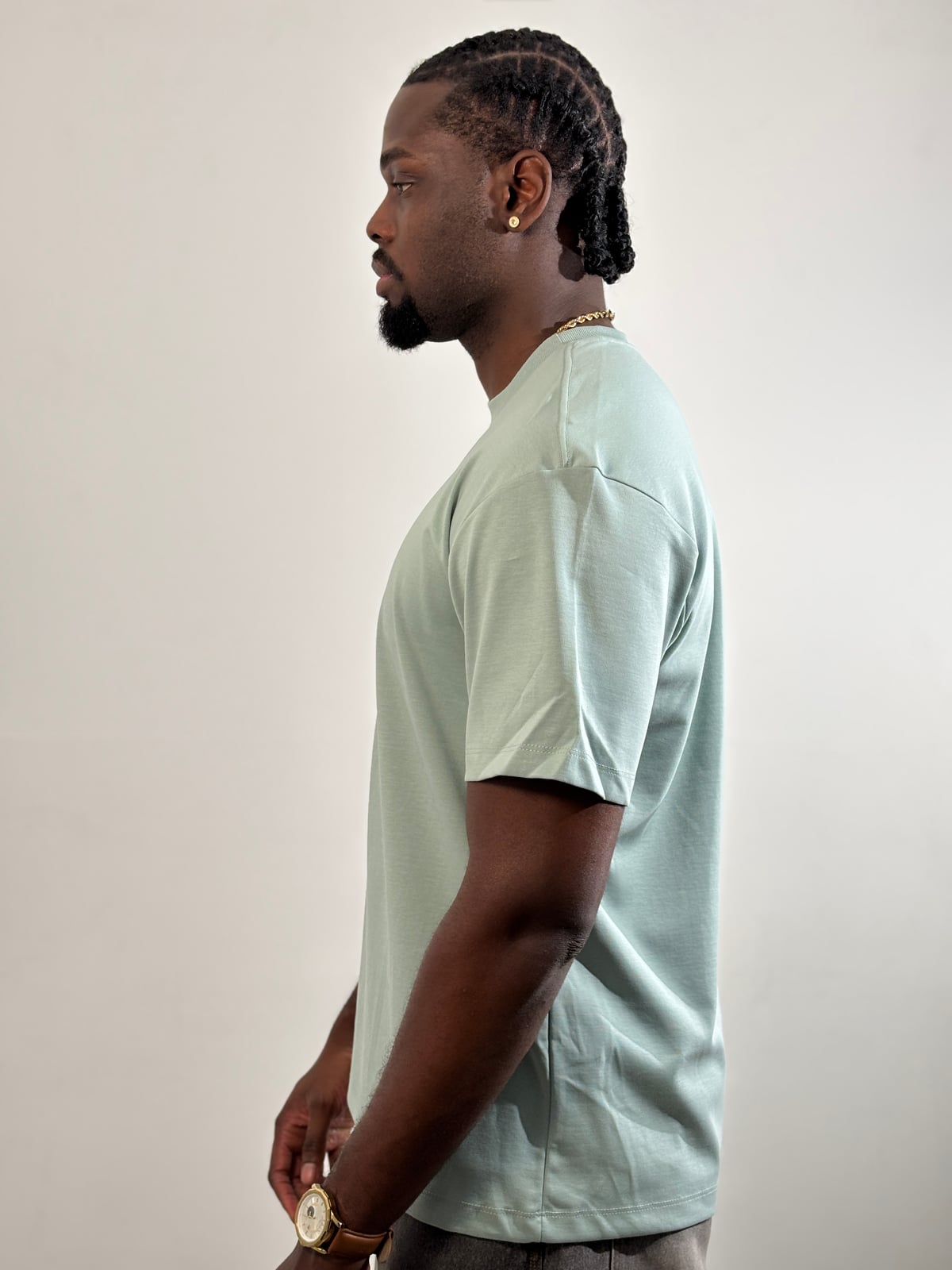 Camiseta Qatar Semioversize blank, color salvia - Tu Prenda