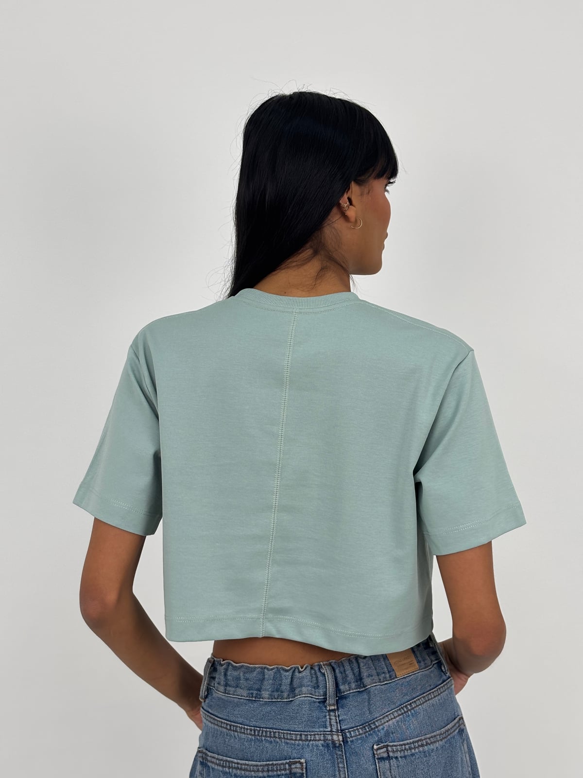 Crop Top Dama Qatar blank, color salvia - Tu Prenda