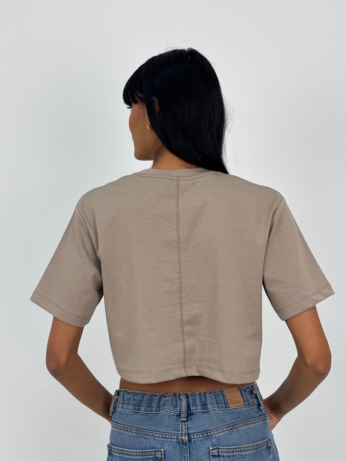 Crop Top Dama Qatar blank, color tabaco - Tu Prenda