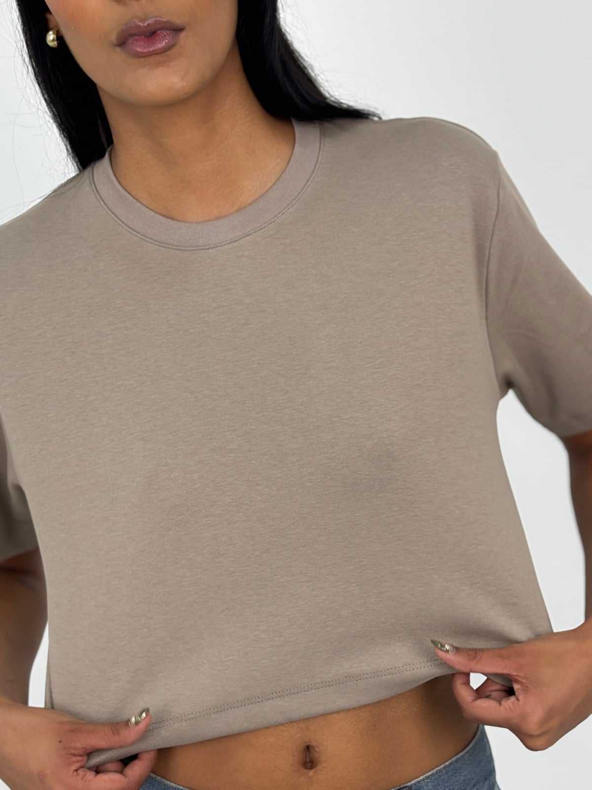 Crop Top Dama Qatar blank, color tabaco - Tu Prenda