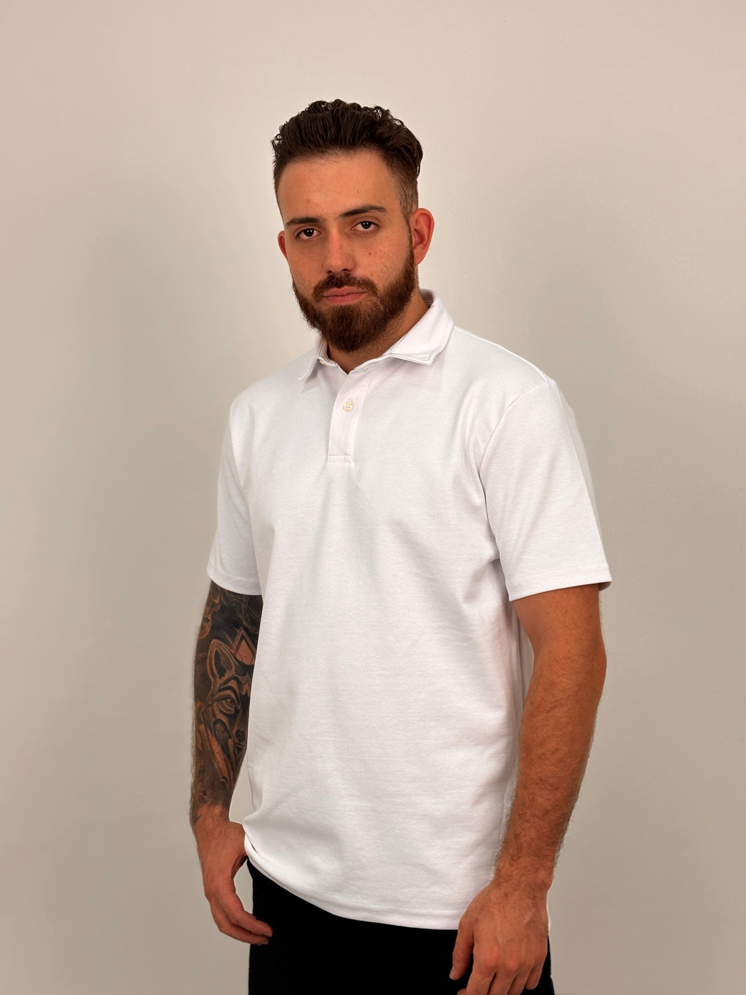 Polo Qatar Hombre Blanco