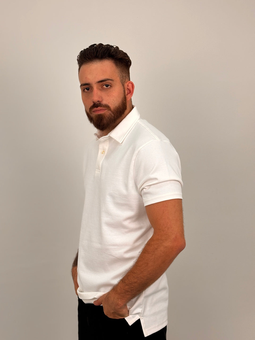 Polo Qatar Hombre Blanco